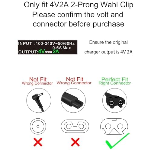 Replacement for Wahl Magic Clipper Cordless Charger, 4V Clipper Charger Compatible with Wahl 8164/8591/8148/8504, 5-Star Magic Clip Cordless Trimmer, 1919 100 Year Hair Clipper