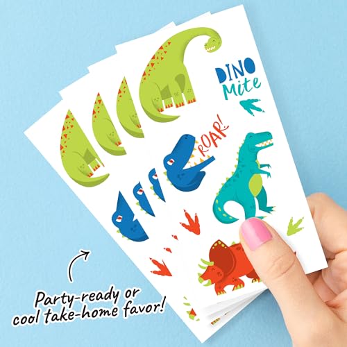 Roar Dinosaur Temporary Tattoos for Kids, 12 Sheets