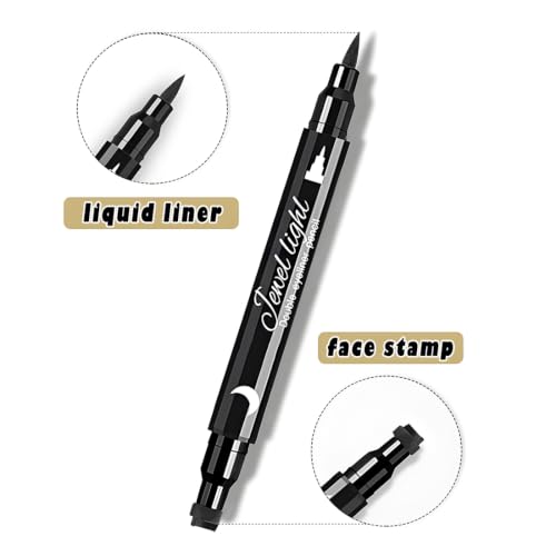 4Pc Dual-Ended Stamp Eyeliner Set | Waterproof Liquid Liner & Face Stamps