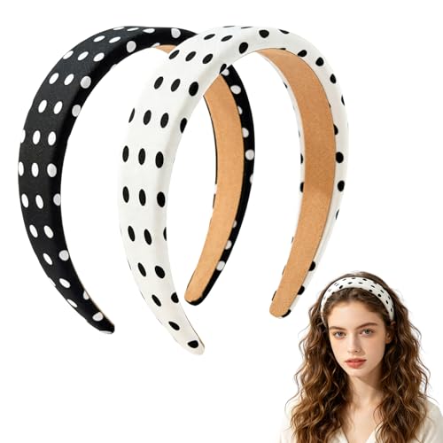 Polka Dot Padded Headband Set for Women - Non-Slip Hair Accessories