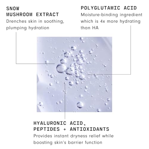 Versed Moisture Maker Hydrating Hyaluronic Serum - Lightweight Face Serum for Dry Skin With Moisturizing Polyglutamic Acid + Snow Mushroom Extract for Soothing + Plumping Hydration Day & Night (1oz)