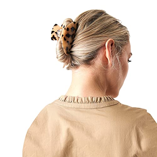 Tortoise Celluloid Hair Claw Clips - French Design Barrettes (2 Pack)