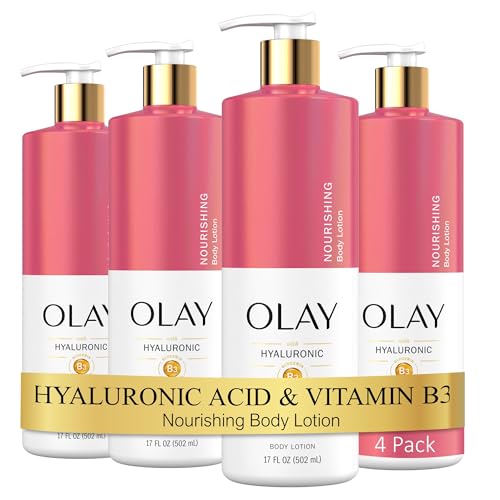Olay Nourishing & Hydrating Body Lotion for Women with Hyaluronic Acid, 17 oz (Pack of 4)