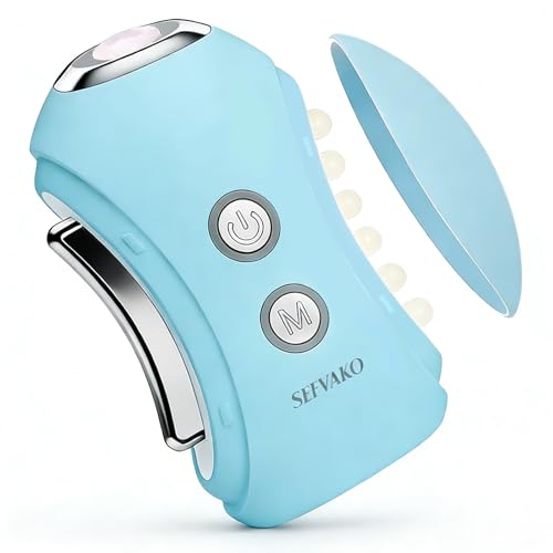 Face Massager Tool with Red Light Therapy for Face, Jade£¦Rose Quartz Microcurrent Facial Device with Vibration£¦7-Color LED Warm Heat, Gua Sha Facial Tools for Lifting, De-Puffing, Lymphatic Drainage