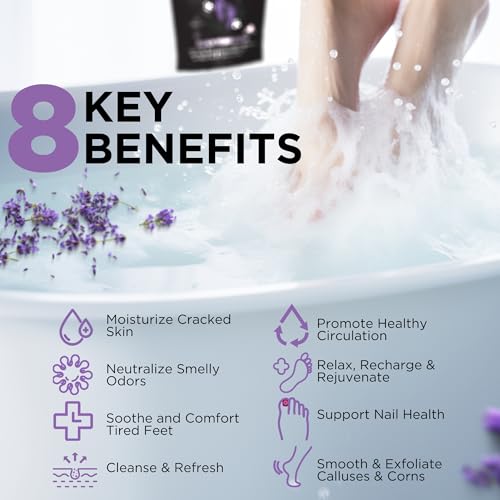 Daily Remedy Calming Lavender Foot Soak 16 oz – Epsom Salt Foot Bath for Tired Feet, Odor & Calluses