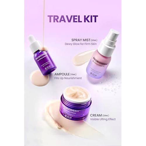 BIOHEAL BOH Probioderm 3D Lifting Travel Size Skin Care Kit | Korean Skincare Set for Firming & Hydration, with Ampoule, Face Moisturizer & Serum Spray | Mini Travel Essentials & Gift Set for Women