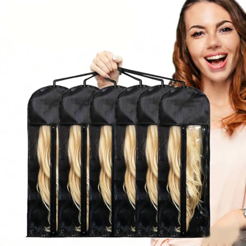 Builson 6pcs Anti-Static Wig Storage Bags & Stands - Travel Case