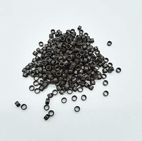 Micro Crimp Beads Screw Micro Rings beads Tube Aluminum microlinks Hair Beads 4.0MM 1000Pcs/Bottle for I-tip hair extension hair tools (Dark Brown (1000p))