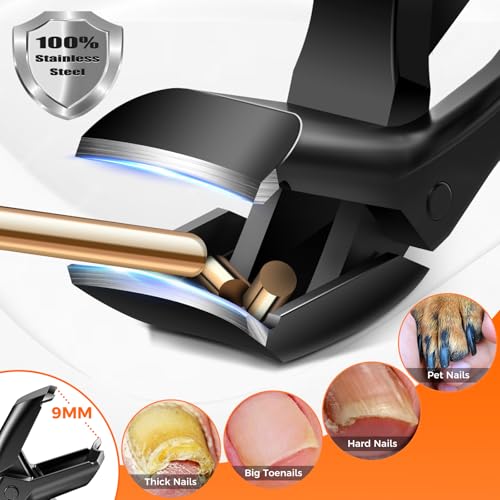 Ergonomic Toenail Clippers for Seniors with Angled Head - Black