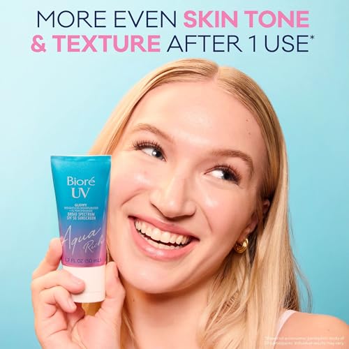 Bior? UV Aqua Rich Glow Enhancing Moisturizer with SPF, Daily Moisturizer with SPF 50, 1% Niacinamide Facial Sunscreen, 1.7 Oz