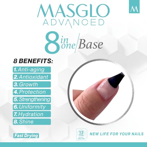 MASGLO 8-in-1 Nail Regenerator Base Coat, Strengthening & Anti-Aging Treatment
