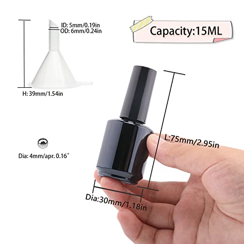 15ML Empty Gel Nail Polish Bottles, Pack of 6 with Brush & Mixing Balls