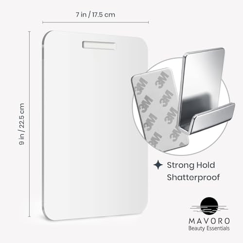 7x9" Acrylic Shower Mirror with 3M Adhesive Hook