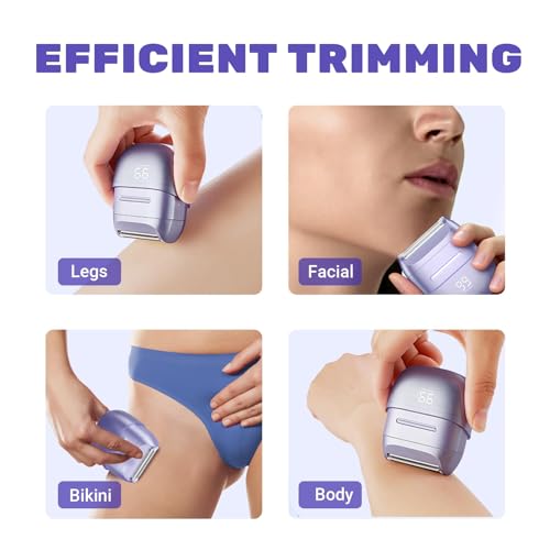 Electric Razors for Women, Waterproof Wet Dry Mini Electric Shaver for Women - Cordless Rechargeable Foil Shaver for Hair Removal, Legs, Face, Body, Bikini,Sensitive Skin, Teens (Purple)