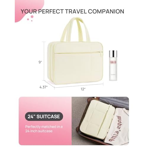 Telena Travel Toiletry Bag with Jewelry Organizer for Women, Puffy Hanging Makeup Bag Lightweight Cosmetic Bag Organizer for Travel Essentials