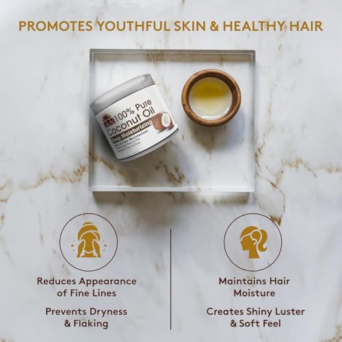 OKAY 100% Pure Coconut Oil for Hair & Skin - Coconut Oil for Women & Men, Perfect for Hair & body, Natural Massage Oil & Moisturizer - 6 fl oz Jar (Pack of 1)
