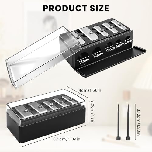 2-Pack 5-Hole Makeup Pencil Sharpener with Lid for Eyeliner & Lip Liner