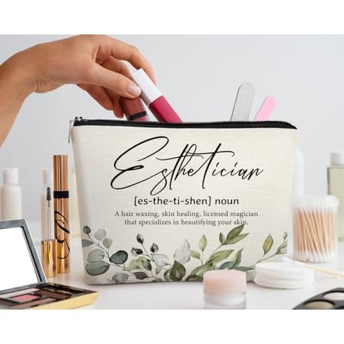 EXUQO Esthetician Definition Small Makeup Bag,Esthetician Gifts for Beautician Salon Stylist,Appreciation Gifts for Women Cosmetic Bag,Retirement Gifts,Zipper Pouch Bag Travel Bag
