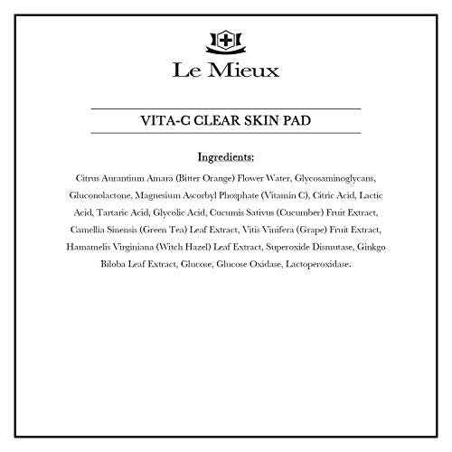 Le Mieux Vita-C Clear Skin Pad - Triple-Action Facial Exfoliant Pads with Glycolic Acid Pads & Antioxidant Vitamin C (2 oz / 30 pads)
