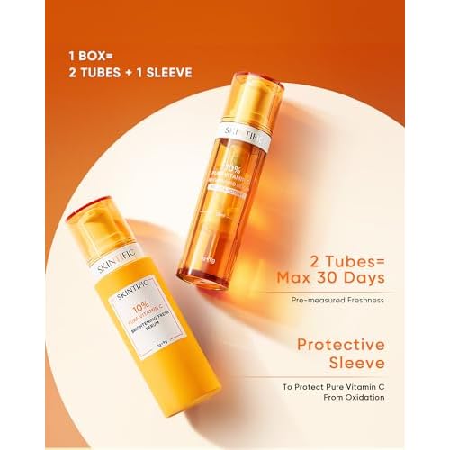 Dual-Chamber Fresh Vitamin C Brightening Serum for Face, 10% Pure Vit C Powder Serum, Dark Spot Corrector, Oxidation-Proof with UV Shield