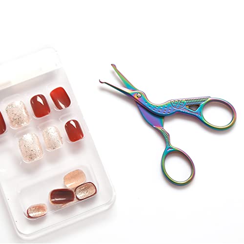 Nose Hair Scissors Rounded Tip Facial Hair Scissors Blunt Tip for Eyebrows Mustache, Eyelashes, Beard Trimming (Rainbow)
