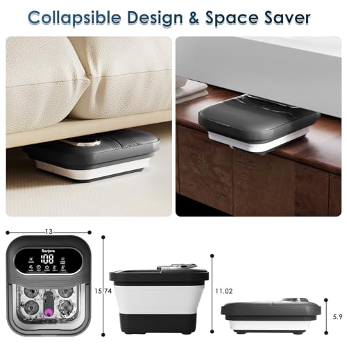Electric Foot Spa Massager with Heat & Remote Control - 24 Shiatsu Balls