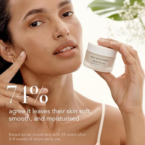 Baie Botanique Organic Face Cream & Natural Face Moisturiser ? Anti-Ageing Cream for Women & Men with Rose Water, Rosehip, Vitamin C, E, Hyaluronic Acid & Botanical Collagen ? Facial Moisturiser 50ml