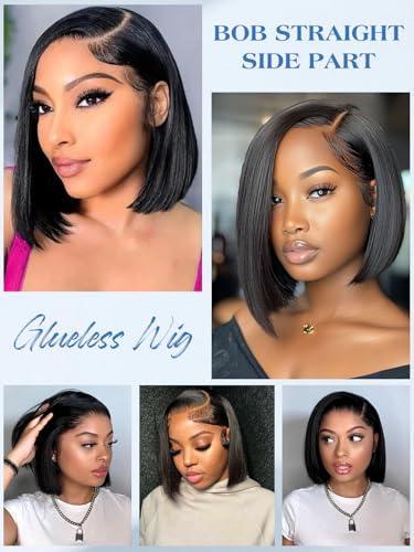 10 Inch Bob Wig Glueless Human Hair Side Part