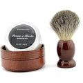Pure Badger Hair Shaving Brush Natural Wood Mug Bowl Hand-Made Soap Barber Set