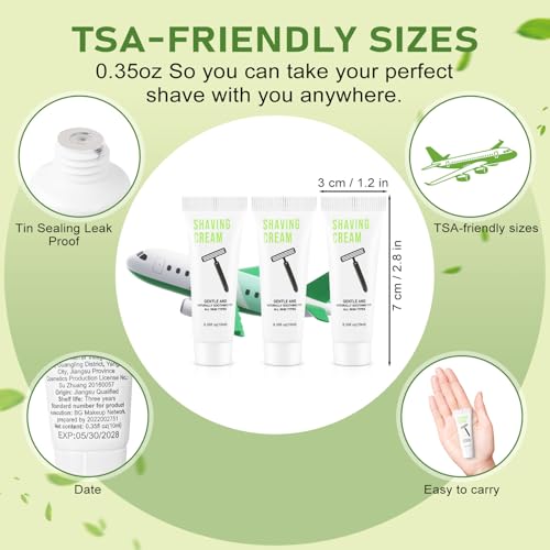 50 Shaving Cream Bulk Travel 10ml/0.35fl oz,Disposable Shaving Cream in Bulk Travel Shave Cream for Hotel Homeless,White Tea