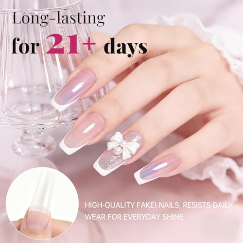 Krofaue 500pcs Clear French Half Cover Acrylic Nail Tips - 10 Sizes with Box