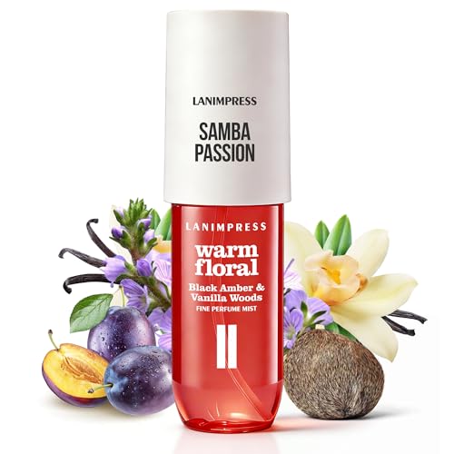LANIMPRESS 3 Fl Oz Hair & Body Fragrance Mist - Floral Fruit Scent with Amber & Vanilla, Travel Size Eau De Parfum for Women