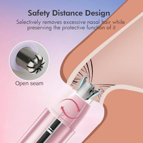 TOUCHBeauty Electric Ear and Nose Hair Trimmer for Women, Painless Round Tip for Sensitive Skin, Mini Portable Shaver with Travel Case, Easy Clean & Battery Powered, Perfect for Valentine's Day