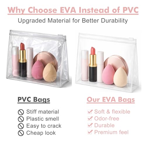 Clear Makeup Bags with Zipper, 60 Pack - EVA Cosmetic Organizer