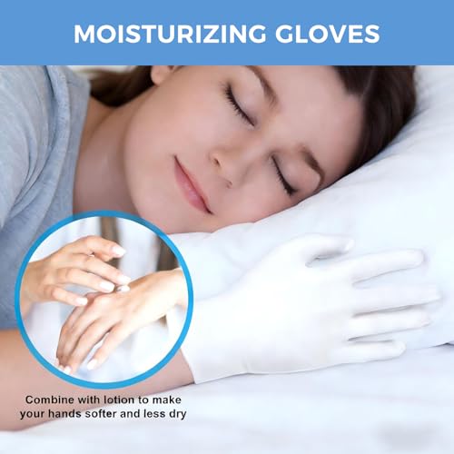 White Cotton Gloves 3 Pairs for Moisturizing, Eczema, Inspection & Cosplay - SLWJAXGT
