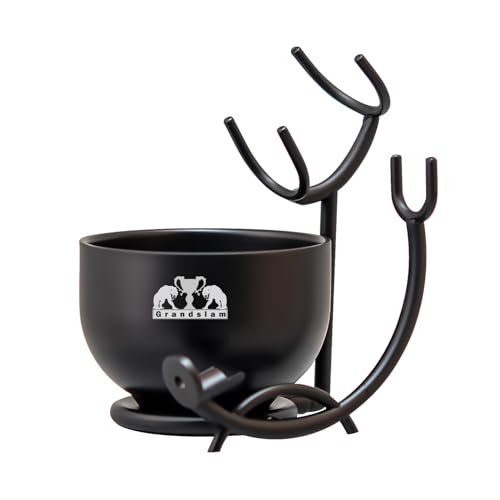 Grandslam Deluxe Shaving Kit for Men, 3 in 1 Shaving Set Includes Shaving Brush, Stainless Steel Shaving Bowl and Razor & Brush Holder, Black Set