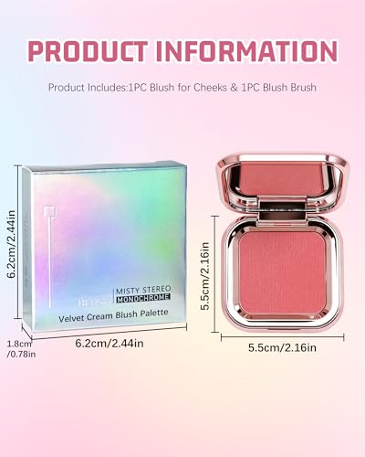 Baked Cream-to-Powder Blush with Mirror & Brush - Waterproof