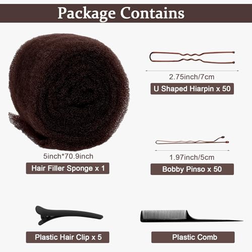 Hair Bumps Volume Set with 105 Clips & Comb - Dark Brown