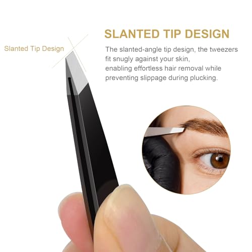 2-Piece Precision Tweezers Set – Slant & Point Tips for Eyebrows
