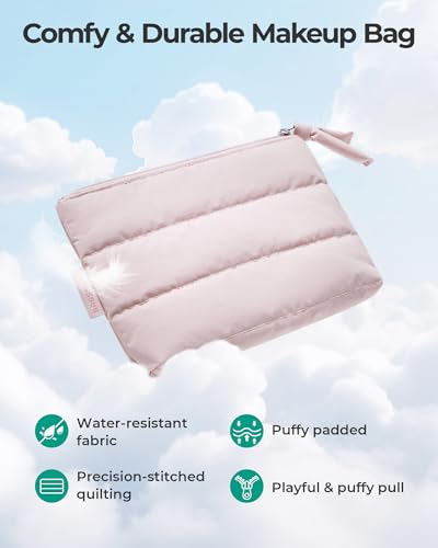 BAGSMART Small Makeup Bag - Slim Water-Resistant Organizer