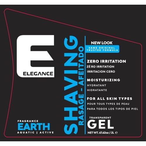 E Elegance Barber Accessories - Transparent Shaving Gel For Men Or Women, Aquatic/Acive Earth Fragrance - The Ultimate Shaving Solution For A Smooth, Irritation-Free Experience, 4.2 Pounds