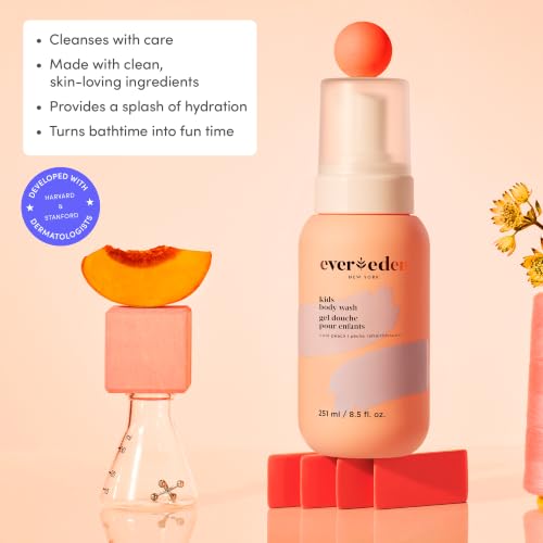 Evereden Kids Body Wash Peach - Multi-Vitamin Gentle Foam for Sensitive Skin
