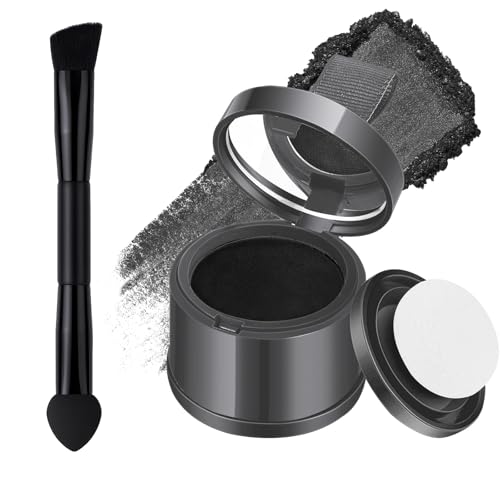 MOOMARTO Hairline Powder with Brush - Root Touch Up & Hair Concealer, Long-Lasting Matte, Sweat & Humidity Resistant, Travel-Friendly Compact, Black