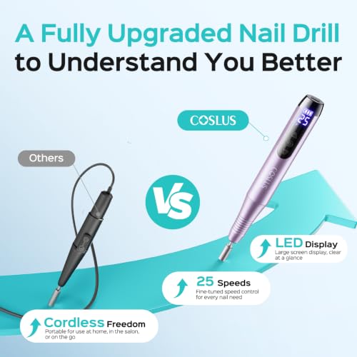 Cordless Nail Drill with LED Screen & 25 Speeds - Manicure & Pedicure Kit