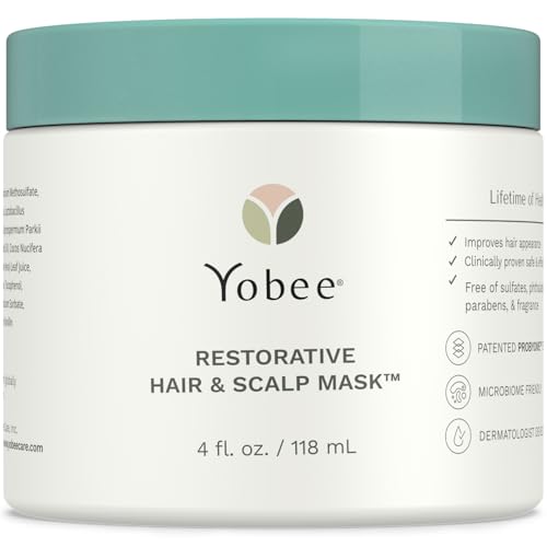 Yobee Restorative Scalp Mask - Dry Scalp Treatment Hair Mask - Probiotic Extracts, Organic Honey, Turmeric, Vitamin B12 - Natural Dry, Itchy, Sensitive Scalp and Dandruff Relief - for Adults, 4 fl oz
