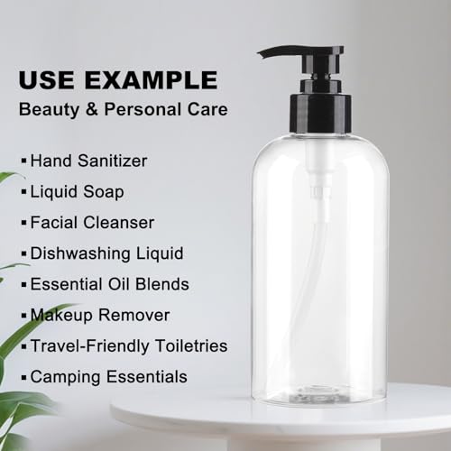 2-Pack 12.85oz Clear BPA-Free Pump Bottles for Shampoo & Lotion
