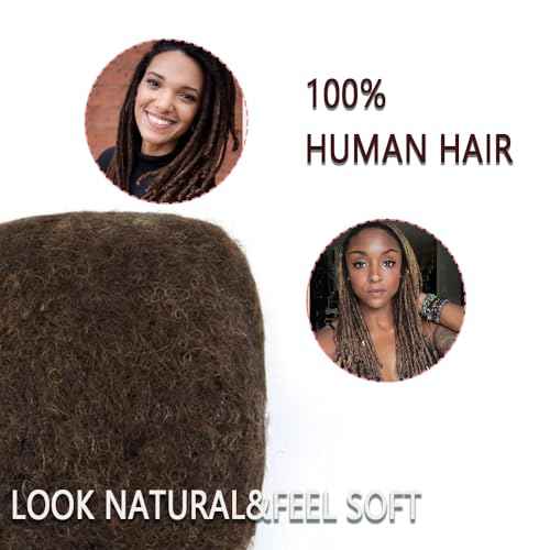 Afro Kinky Bulk Human Hair For Dreadlock Extensions Repair Locs,Twist Braiding, 100% Human Braiding Hair £¬30Grams each bundles Total (8Inch #4 6Packs)