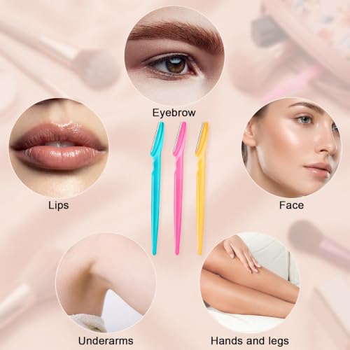 Eyebrow Razor Face Shavers for Women Men - 12 Pack Multipurpose Facial Hair Removal & Exfoliating Tools with Protective Covers - Variation of THIS listing