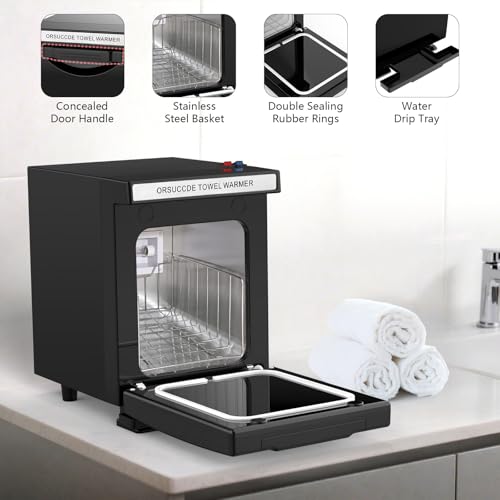 ORSUCCDE 5L Black Towel Warmer Mini Spa Cabinet, Rapid Heating