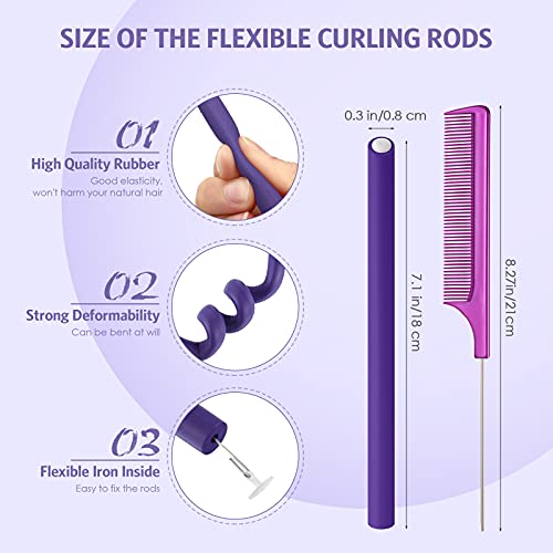 30pc 7" Flexible Foam Hair Rollers No Heat Curling Rods